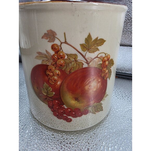 McCoy Vintage Ceramic Canister Jar With Fruit Design 9x5 - Picture 4 of 7